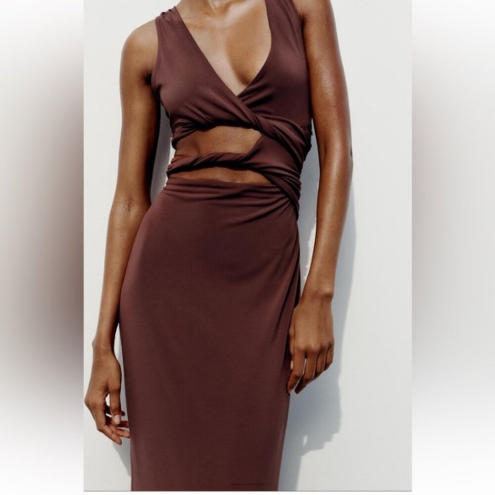 ZARA CUT OUT TWISTED DRESS - Picture 1 of 8